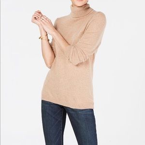 CHARTER CLUB BEIGE 2-PLY 100% CASHMERE TURTLENECK
